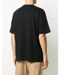 schwarzes bedrucktes T-Shirt mit einem Rundhalsausschnitt von Drôle De Monsieur