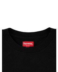 schwarzes bedrucktes T-Shirt mit einem Rundhalsausschnitt von Supreme