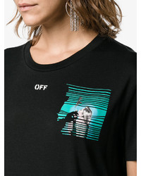 schwarzes bedrucktes T-Shirt mit einem Rundhalsausschnitt von Off-White