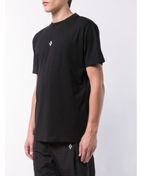 schwarzes bedrucktes T-Shirt mit einem Rundhalsausschnitt von Marcelo Burlon County of Milan