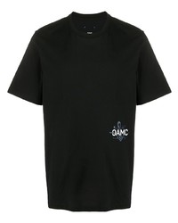 schwarzes bedrucktes T-Shirt mit einem Rundhalsausschnitt von Oamc