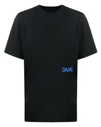 schwarzes bedrucktes T-Shirt mit einem Rundhalsausschnitt von Oamc