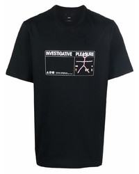 schwarzes bedrucktes T-Shirt mit einem Rundhalsausschnitt von Oamc
