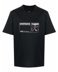 schwarzes bedrucktes T-Shirt mit einem Rundhalsausschnitt von Oamc