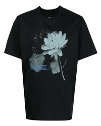 schwarzes bedrucktes T-Shirt mit einem Rundhalsausschnitt von Oamc