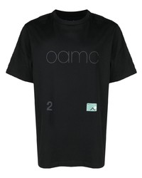 schwarzes bedrucktes T-Shirt mit einem Rundhalsausschnitt von Oamc