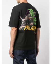 schwarzes bedrucktes T-Shirt mit einem Rundhalsausschnitt von Palace