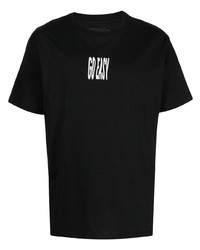 schwarzes bedrucktes T-Shirt mit einem Rundhalsausschnitt von Off Duty
