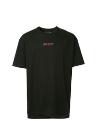 schwarzes bedrucktes T-Shirt mit einem Rundhalsausschnitt von Off Duty