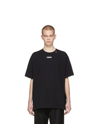 schwarzes bedrucktes T-Shirt mit einem Rundhalsausschnitt von Off-White