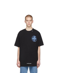 schwarzes bedrucktes T-Shirt mit einem Rundhalsausschnitt von Off-White