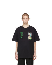 schwarzes bedrucktes T-Shirt mit einem Rundhalsausschnitt von Off-White