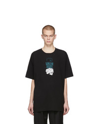 schwarzes bedrucktes T-Shirt mit einem Rundhalsausschnitt von Off-White