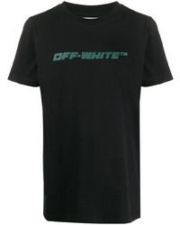 schwarzes bedrucktes T-Shirt mit einem Rundhalsausschnitt von Off-White