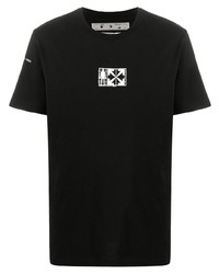 schwarzes bedrucktes T-Shirt mit einem Rundhalsausschnitt von Off-White