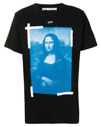 schwarzes bedrucktes T-Shirt mit einem Rundhalsausschnitt von Off-White