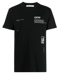 schwarzes bedrucktes T-Shirt mit einem Rundhalsausschnitt von Off-White