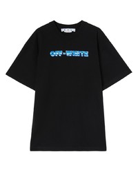 schwarzes bedrucktes T-Shirt mit einem Rundhalsausschnitt von Off-White