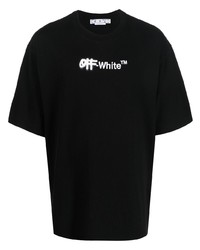 schwarzes bedrucktes T-Shirt mit einem Rundhalsausschnitt von Off-White