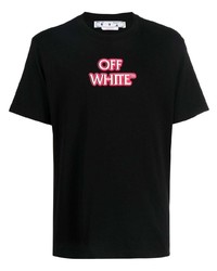 schwarzes bedrucktes T-Shirt mit einem Rundhalsausschnitt von Off-White