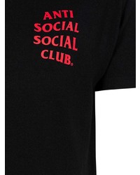 schwarzes bedrucktes T-Shirt mit einem Rundhalsausschnitt von Anti Social Social Club