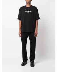 schwarzes bedrucktes T-Shirt mit einem Rundhalsausschnitt von Off-White