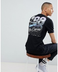 schwarzes bedrucktes T-Shirt mit einem Rundhalsausschnitt von ONLY & SONS