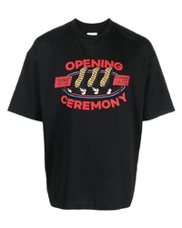 schwarzes bedrucktes T-Shirt mit einem Rundhalsausschnitt von Opening Ceremony