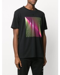 schwarzes bedrucktes T-Shirt mit einem Rundhalsausschnitt von Marcelo Burlon County of Milan