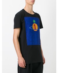 schwarzes bedrucktes T-Shirt mit einem Rundhalsausschnitt von Vivienne Westwood MAN