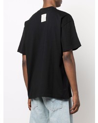 schwarzes bedrucktes T-Shirt mit einem Rundhalsausschnitt von MSGM