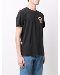 schwarzes bedrucktes T-Shirt mit einem Rundhalsausschnitt von rag & bone