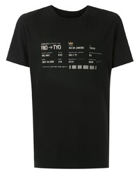 schwarzes bedrucktes T-Shirt mit einem Rundhalsausschnitt von OSKLEN