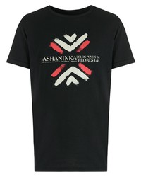 schwarzes bedrucktes T-Shirt mit einem Rundhalsausschnitt von OSKLEN