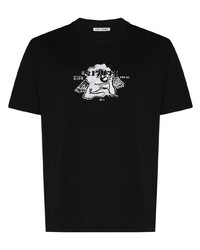 schwarzes bedrucktes T-Shirt mit einem Rundhalsausschnitt von Our Legacy