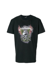 schwarzes bedrucktes T-Shirt mit einem Rundhalsausschnitt von Overcome