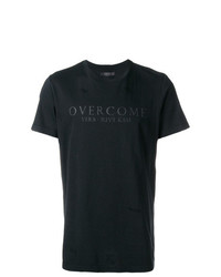 schwarzes bedrucktes T-Shirt mit einem Rundhalsausschnitt von Overcome