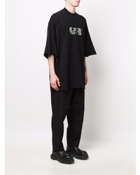 schwarzes bedrucktes T-Shirt mit einem Rundhalsausschnitt von Rick Owens DRKSHDW