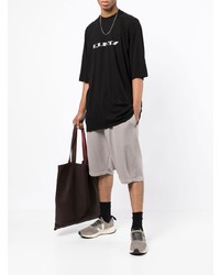 schwarzes bedrucktes T-Shirt mit einem Rundhalsausschnitt von Rick Owens DRKSHDW