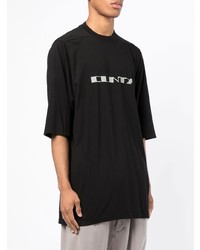 schwarzes bedrucktes T-Shirt mit einem Rundhalsausschnitt von Rick Owens DRKSHDW