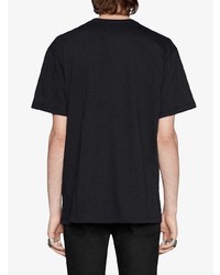 schwarzes bedrucktes T-Shirt mit einem Rundhalsausschnitt von Gucci