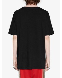 schwarzes bedrucktes T-Shirt mit einem Rundhalsausschnitt von Gucci