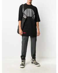 schwarzes bedrucktes T-Shirt mit einem Rundhalsausschnitt von Rick Owens DRKSHDW