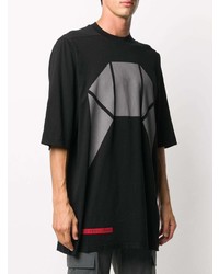 schwarzes bedrucktes T-Shirt mit einem Rundhalsausschnitt von Rick Owens DRKSHDW