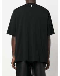 schwarzes bedrucktes T-Shirt mit einem Rundhalsausschnitt von Marcelo Burlon County of Milan