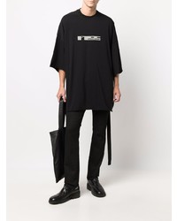 schwarzes bedrucktes T-Shirt mit einem Rundhalsausschnitt von Rick Owens DRKSHDW