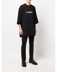 schwarzes bedrucktes T-Shirt mit einem Rundhalsausschnitt von Rick Owens DRKSHDW