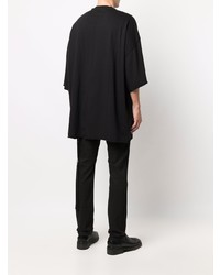 schwarzes bedrucktes T-Shirt mit einem Rundhalsausschnitt von Rick Owens DRKSHDW