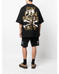 schwarzes bedrucktes T-Shirt mit einem Rundhalsausschnitt von Mastermind Japan