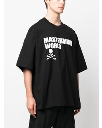 schwarzes bedrucktes T-Shirt mit einem Rundhalsausschnitt von Mastermind Japan